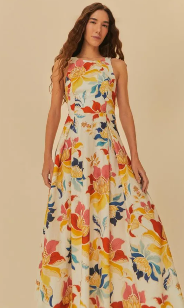 Vestido Cropped Floral Majestoso Farm 