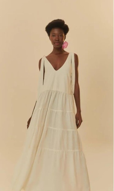 Vestido Longo Marias Farm Off White