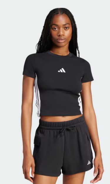 Camiseta Baby Look Essentials Três Listras Slim Adidas