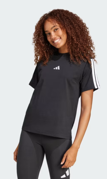 Camiseta Algodão Essentials Três Listras Preto Adidas 