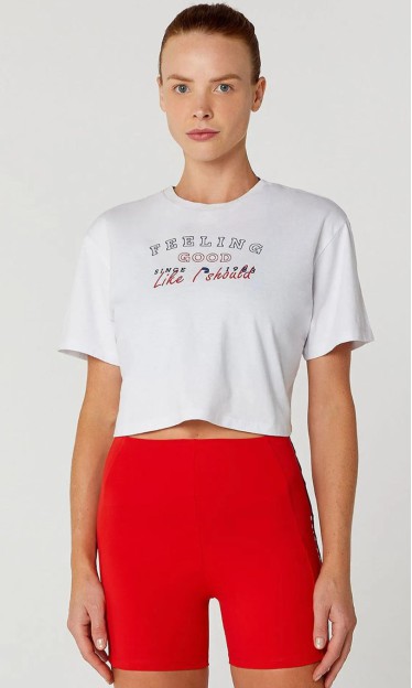 T-shirt Cropped De Algodão Alto Giro