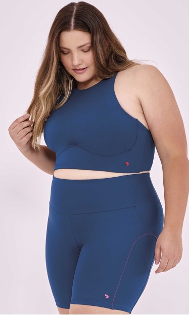 Top Decote Alto Nadador Plus Size