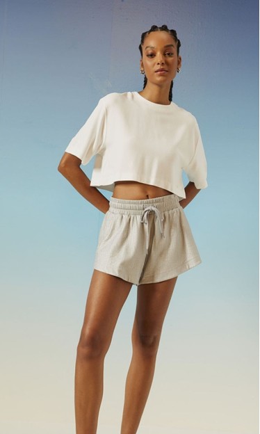 Camiseta Cropped Sport Oversized Off White