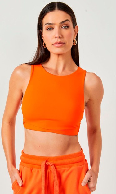 Blusa Cropped Fitness Laranja Colcci