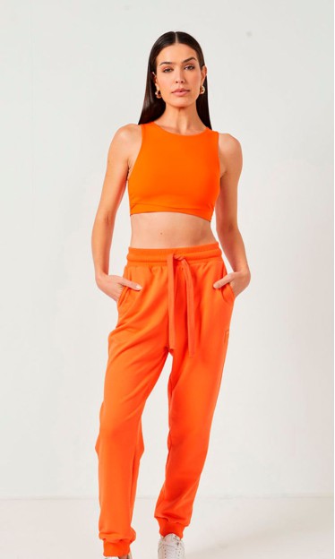 Blusa Cropped Fitness Laranja Colcci