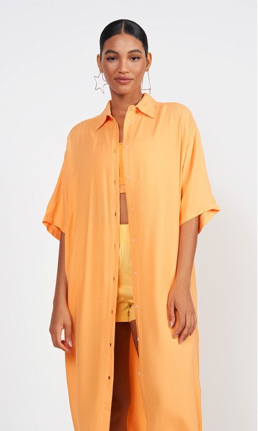 Camisa Alongada Laranja Colcci