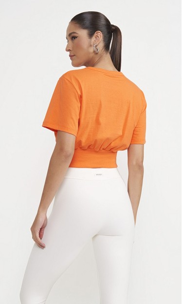 Camiseta Cropped Laranja Colcci