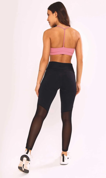 Legging Hyper Recorte De Couro E Tule