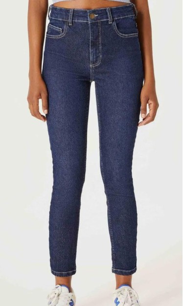 Calça Jeans Cintura Média Skinny Azul Escuro