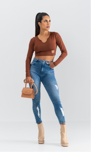 Cropped Malha Must Have Marrom