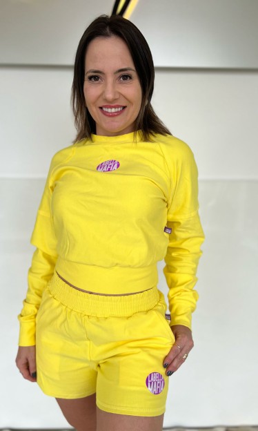 Conjunto Blusa e Short Moletom Amarelo