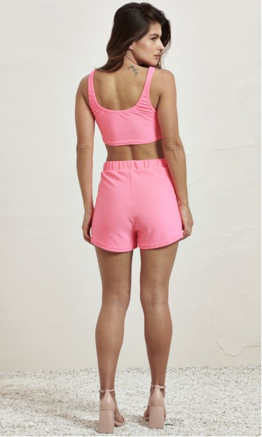 Conjunto Top e Short Pink Mood Maria Gueixa Rosa