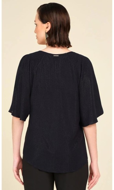 Blusa Ampla Decote V Manga Com Abertura Preto