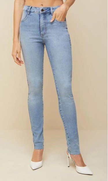 Calca Morena Rosa Skinny Andreia Cós Intermediário Básica Jeans