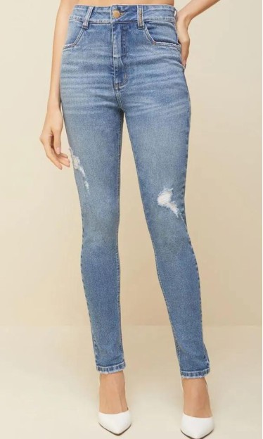 Calca Morena Rosa Skinny Isabelli Cós Alto Detalhe Pesponto Jeans