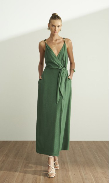 Vestido Midi Transpassado Verde