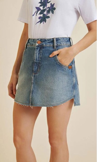 Saia Jeans Curta Five Pockets