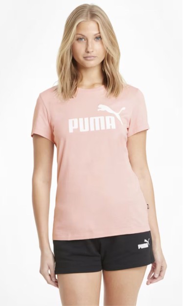 Camiseta Essentials ESS Logo Puma Rosa Claro