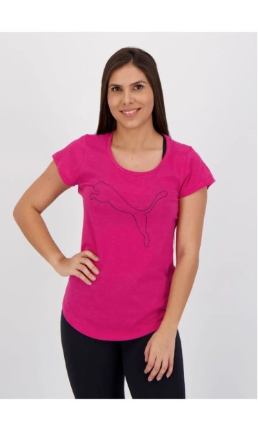 Camiseta Performance Heather Cat Tee Puma Rosa