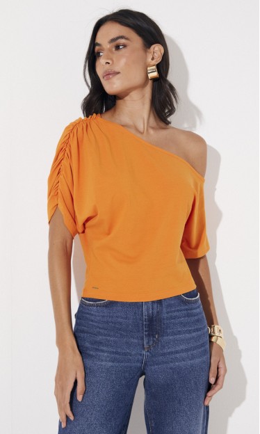 Blusa Assimétrica Com Franzidos Sommer