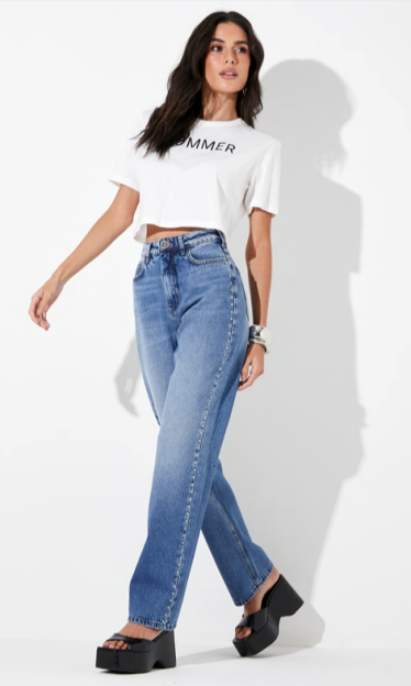 Calça Jeans Reta Slim com Aplicações Sommer 