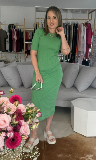 Vestido Canelado Verde Sommer 